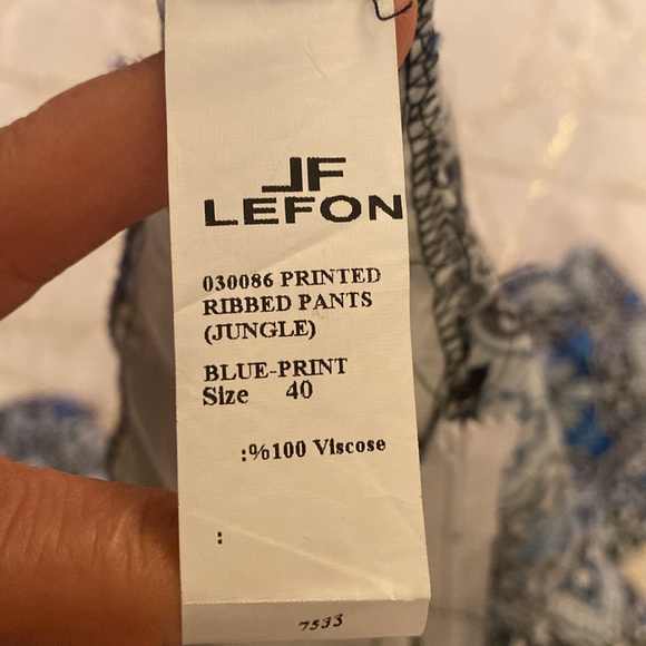 JL LEFON Pant printed ribbed blue print - Picture 13 of 13